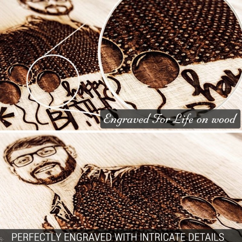 Customizable Engraved on Wood Photo Frame – Round Shape - View 4 | Vishwakarma Gifts