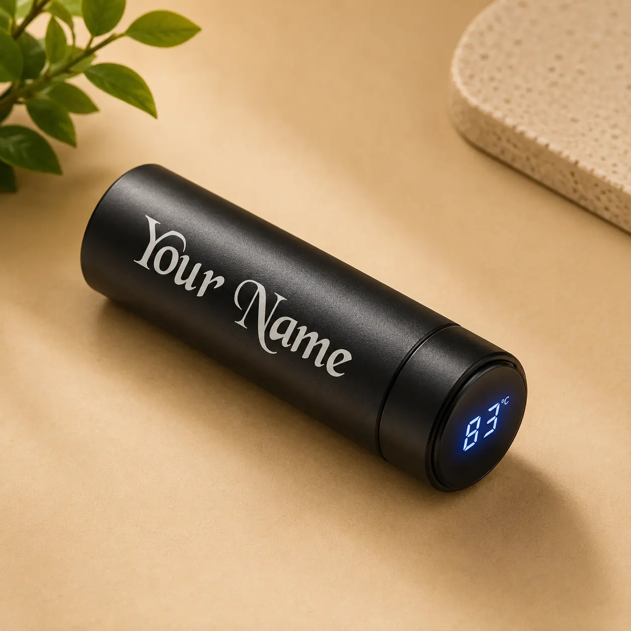 Customized Temperature Display Stainless Steel Water Bottle | Personalized Name & Photo Bottle | Vacuum Insulated Flask | Hot & Cold Bottle - Personalised Wooden Gift