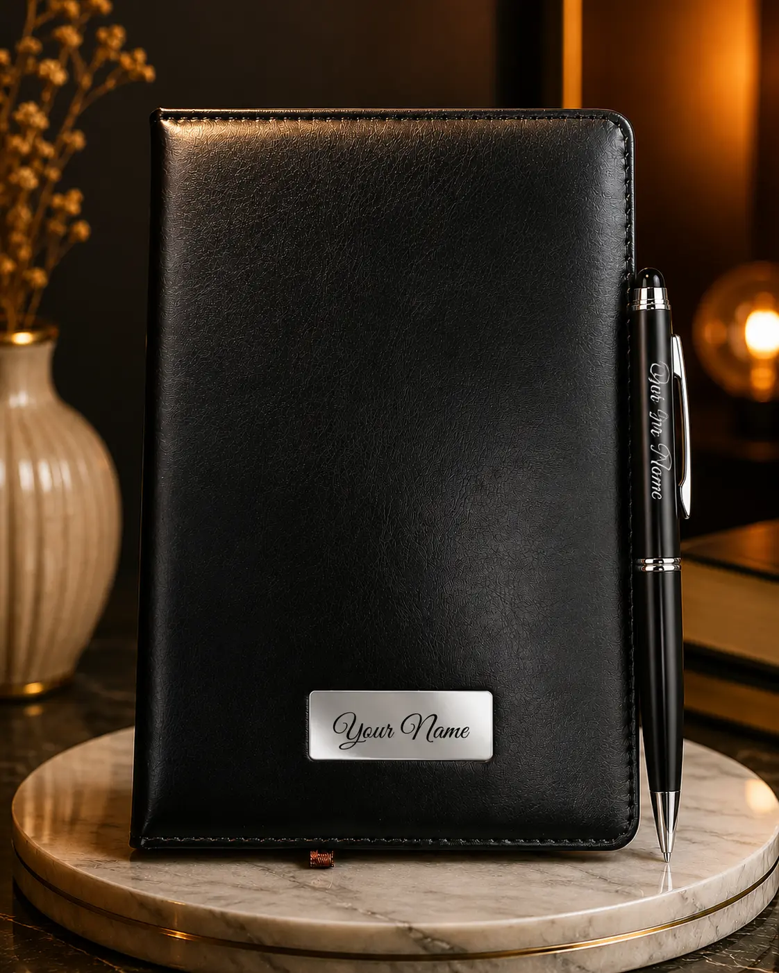 Personalized Leatherette Diary and Pen
