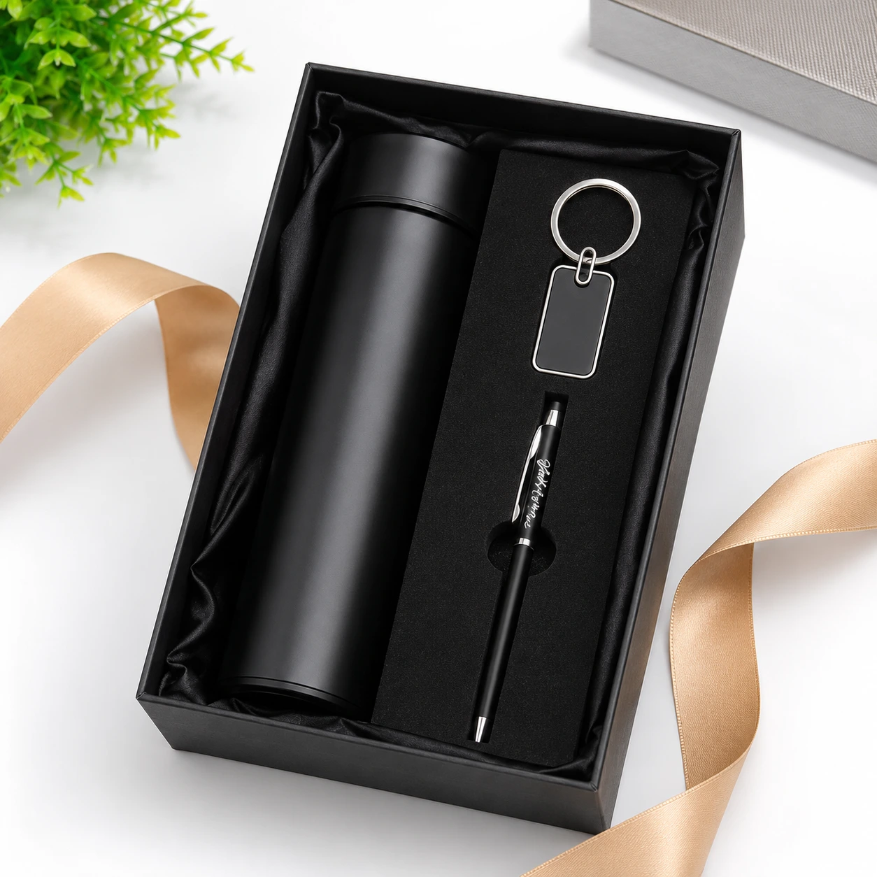 Personalized Tumbler Bottle Combo with Custom Name Pen & Keychain | Customized Gift Set for Men, Women, Students & Office