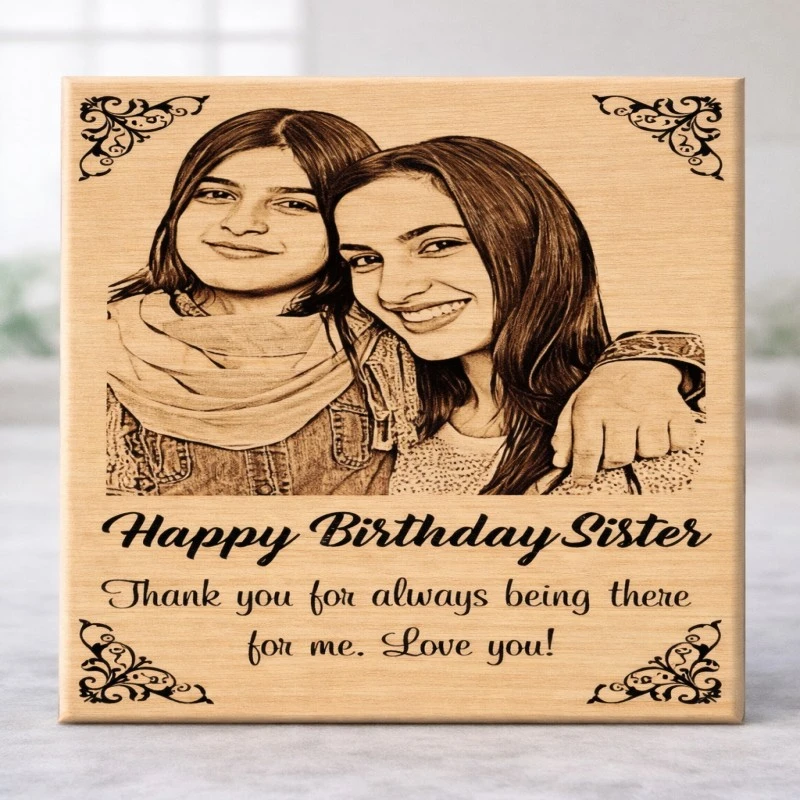 Customized Wooden Photo Frame for Sister – Birthday & Special Gift - Personalised Wooden Gift